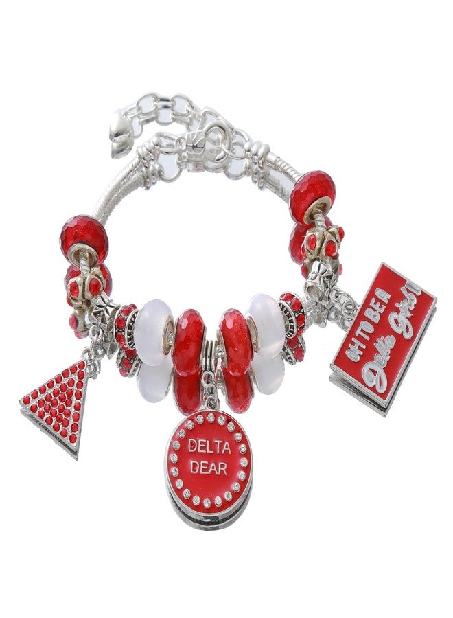 HUSURU Social Women Group Large Hole Beaded Red Triangles Delta DST Bracelet For Sorority Members Party Gifts Jewelry - Image 1